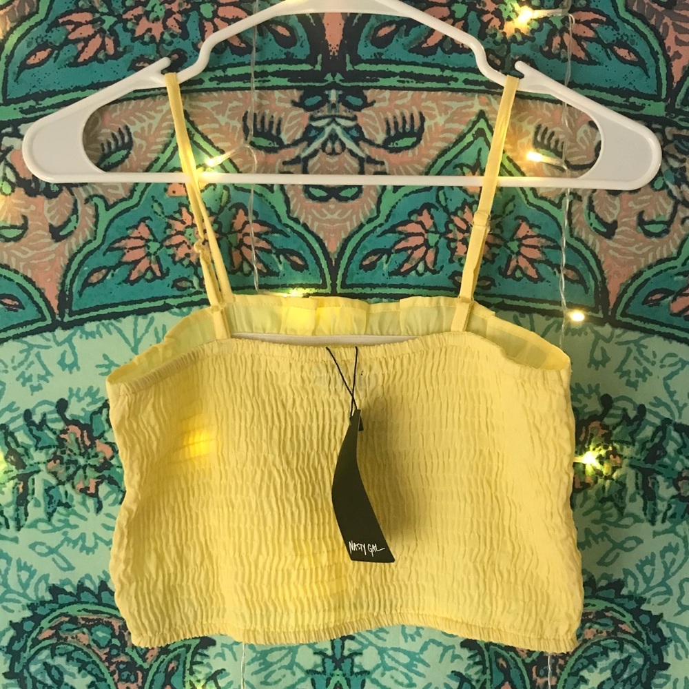 Nasty Gal Rouched Square Neck Crop Top - Picture 1 of 3